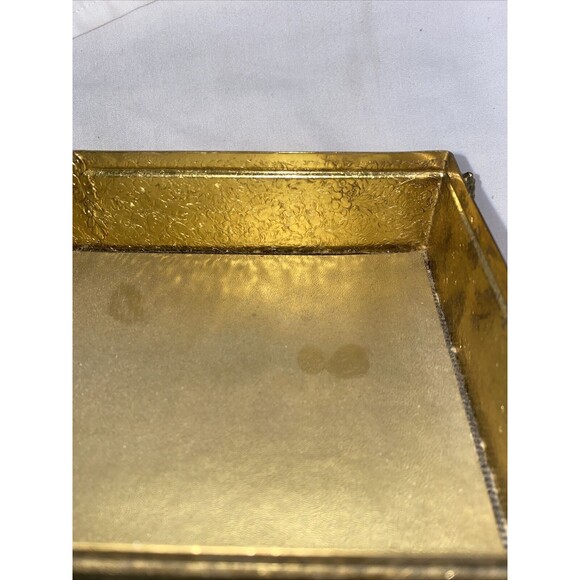 Vintage Gold Metal Brass floral Filigree cherub Angel Regency Tissue Box Holder - Picture 14 of 16